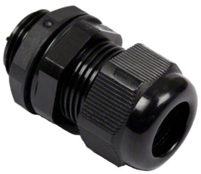 Black UV stabilised nylon PA66 cable gland, M12 thread, IP68 – 4-8mm